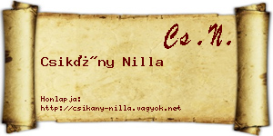 Csikány Nilla névjegykártya